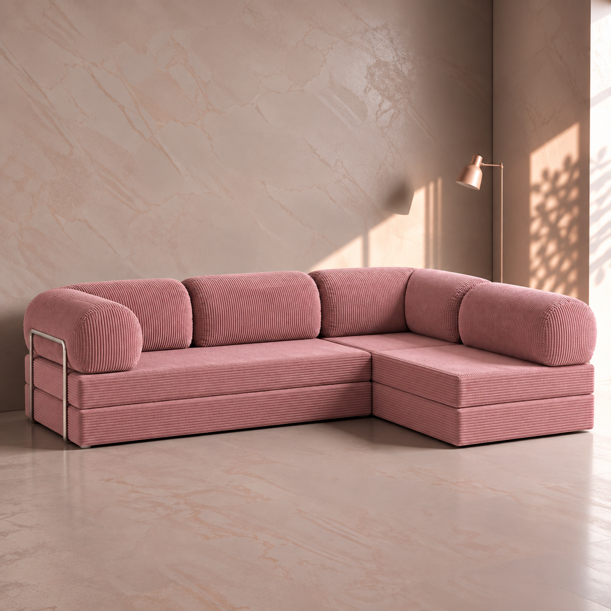 Canapé d’angle Ouvert - Blush Rose