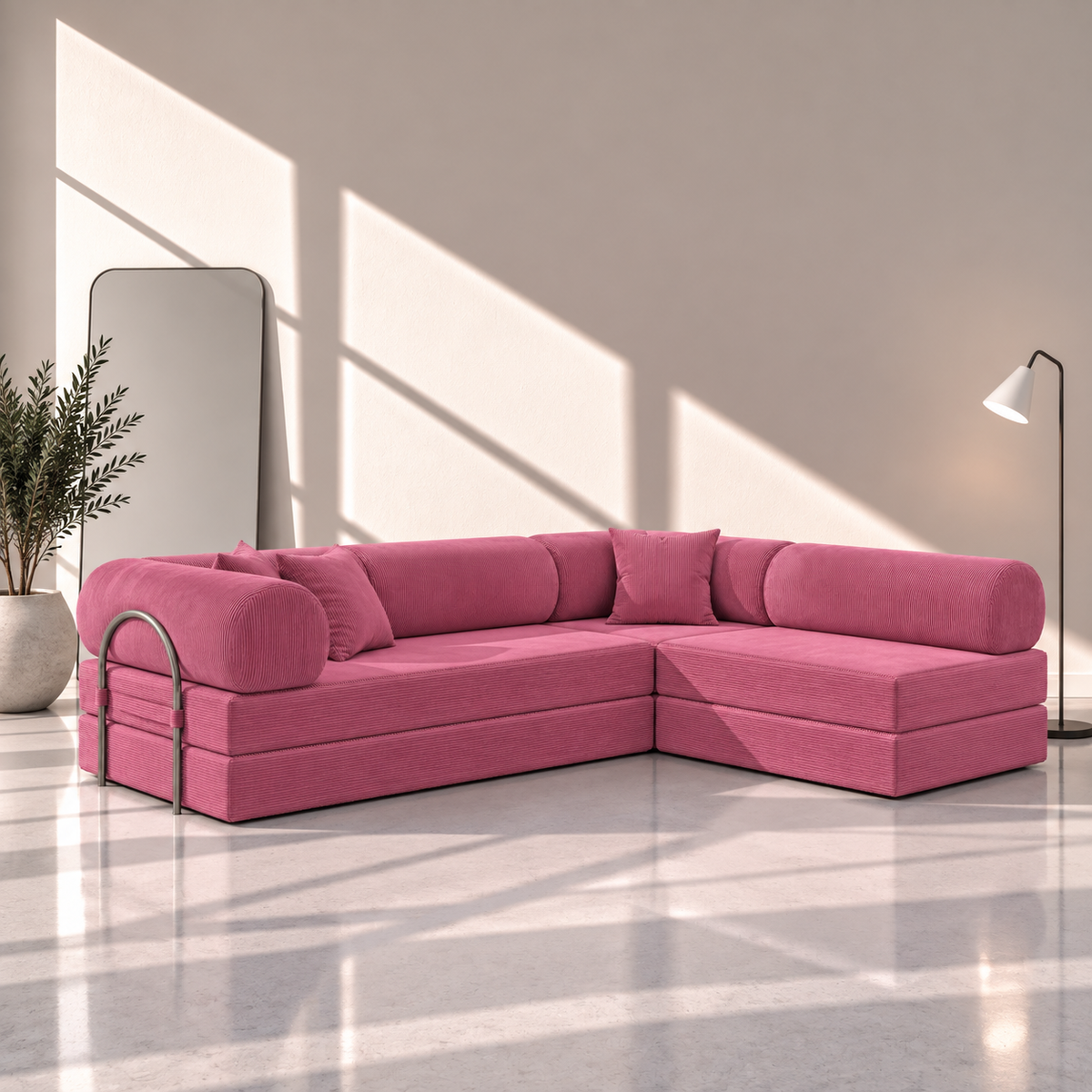 Canapé d’angle Ouvert - Fuchsia
