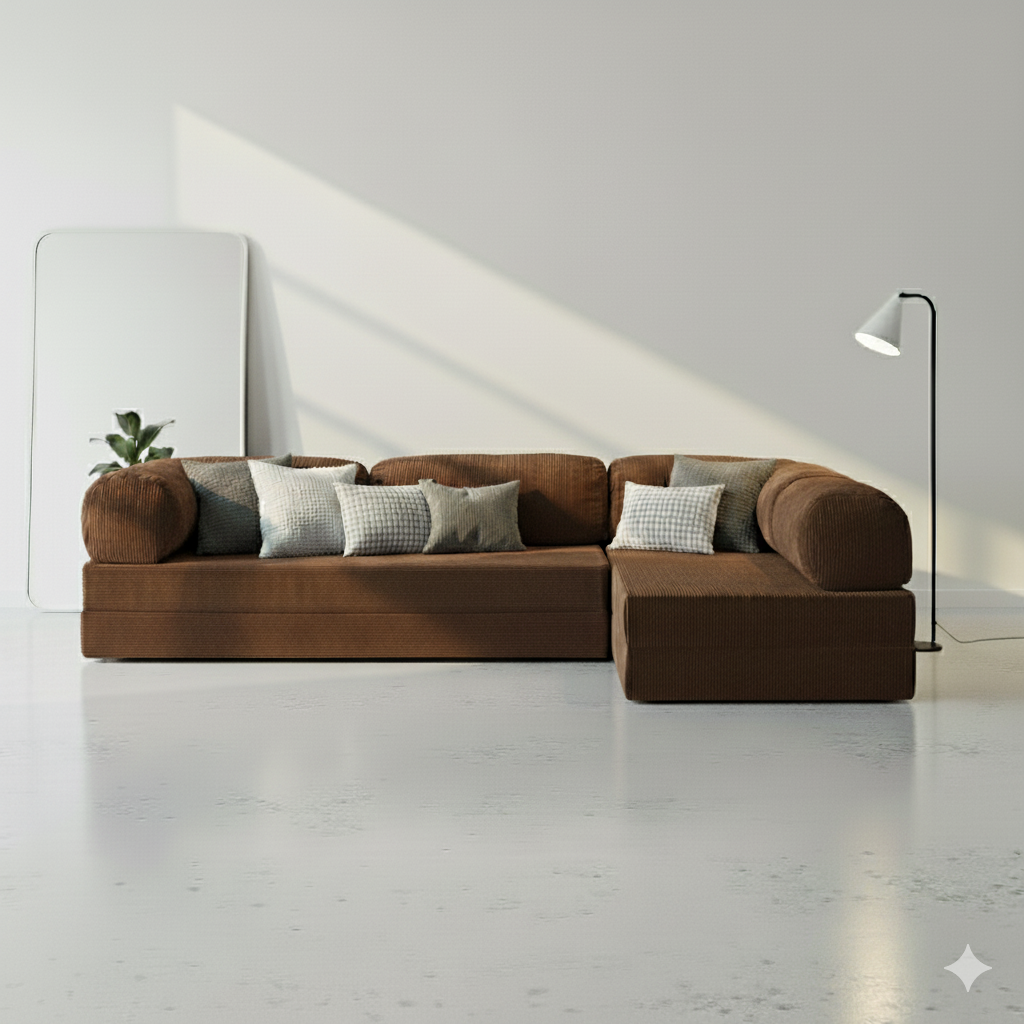 Canapé d’angle Ouvert - Marron