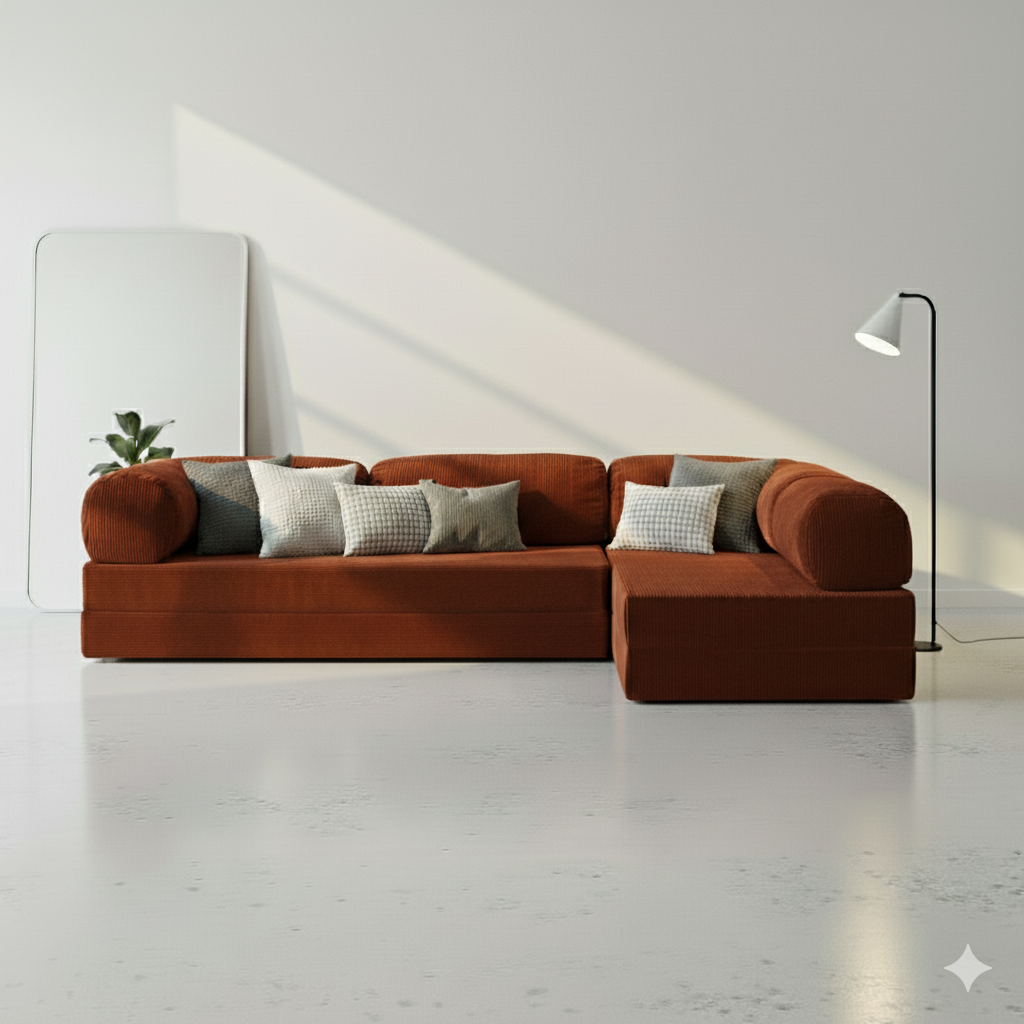 Canapé d’angle Ouvert - Terracotta