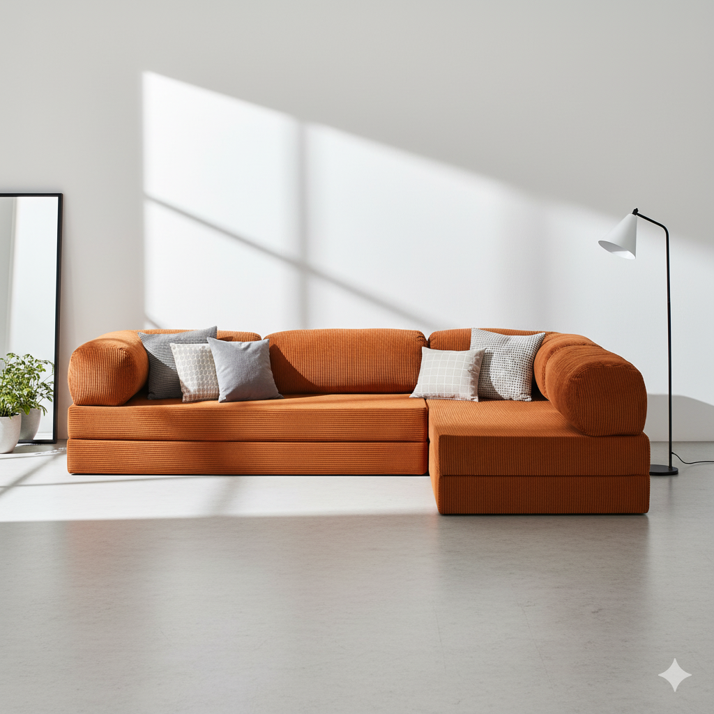 Canapé d’angle Ouvert - Orange