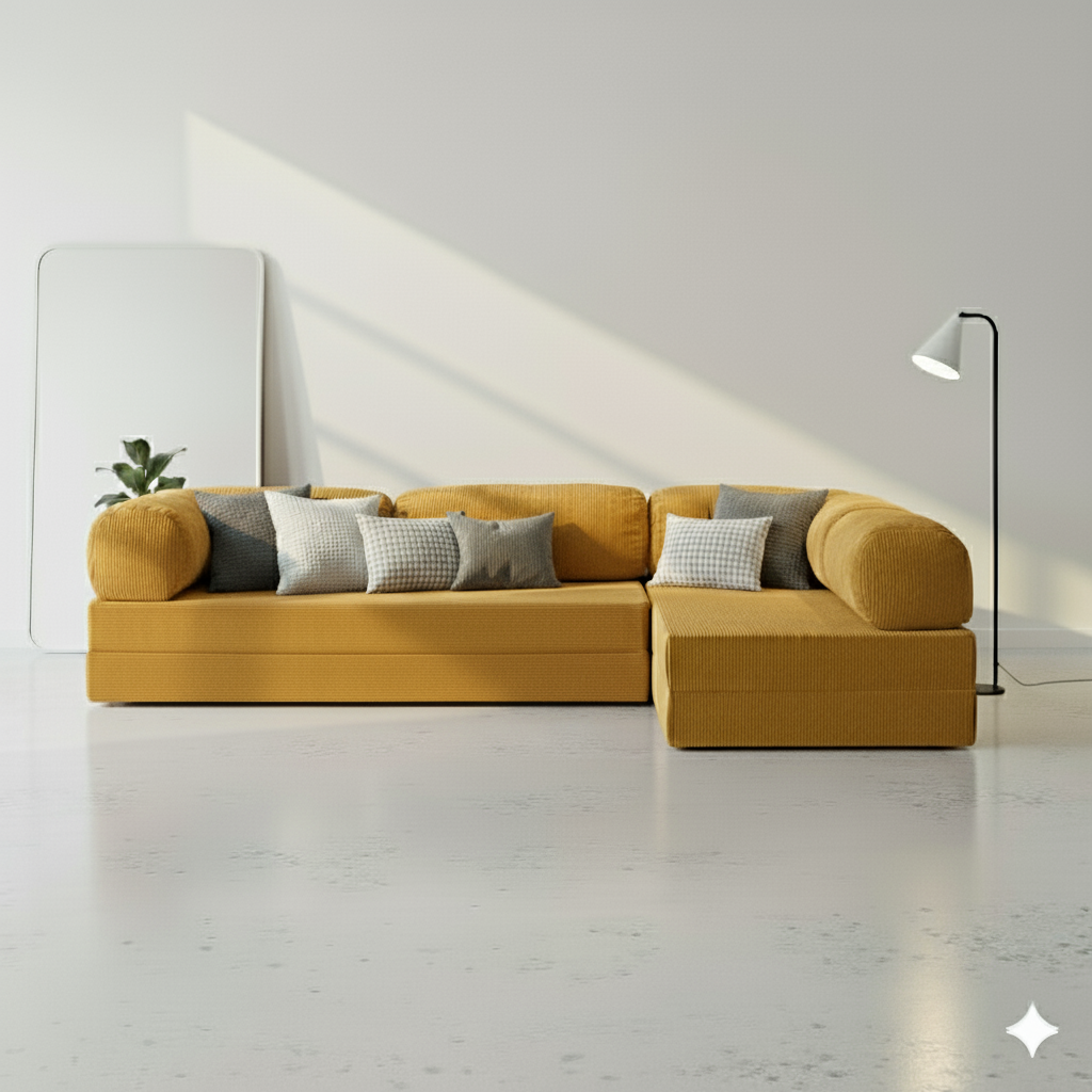 Canapé d’angle Ouvert - Jaune