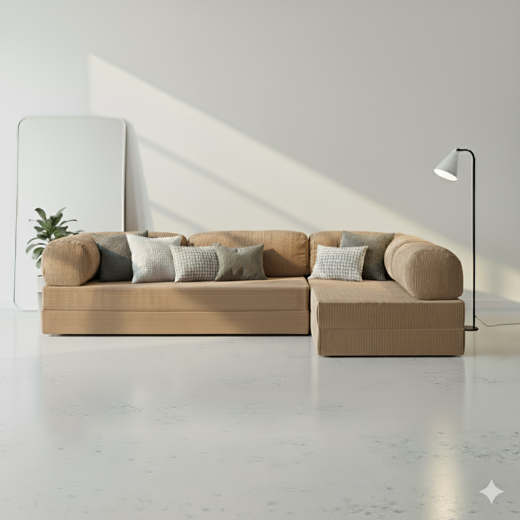 Canapé d’angle Ouvert - Café au Lait