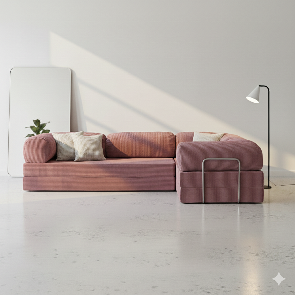 Canapé d’angle Lego - Vieux rose