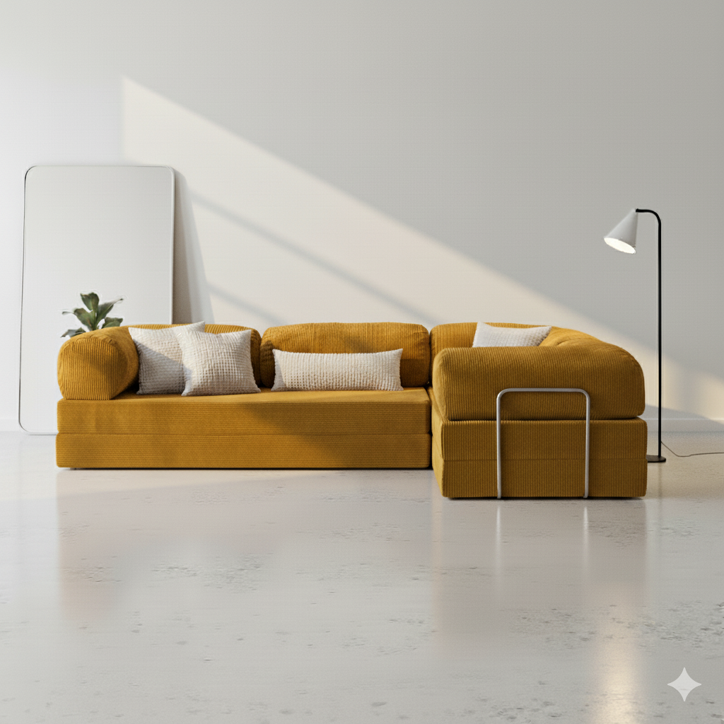 Canapé d’angle Lego - Jaune Moutarde