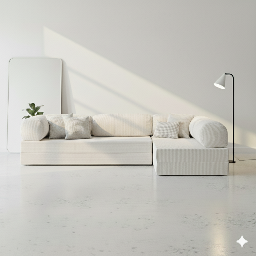Canapé d’angle Ouvert - Blanc Cassé