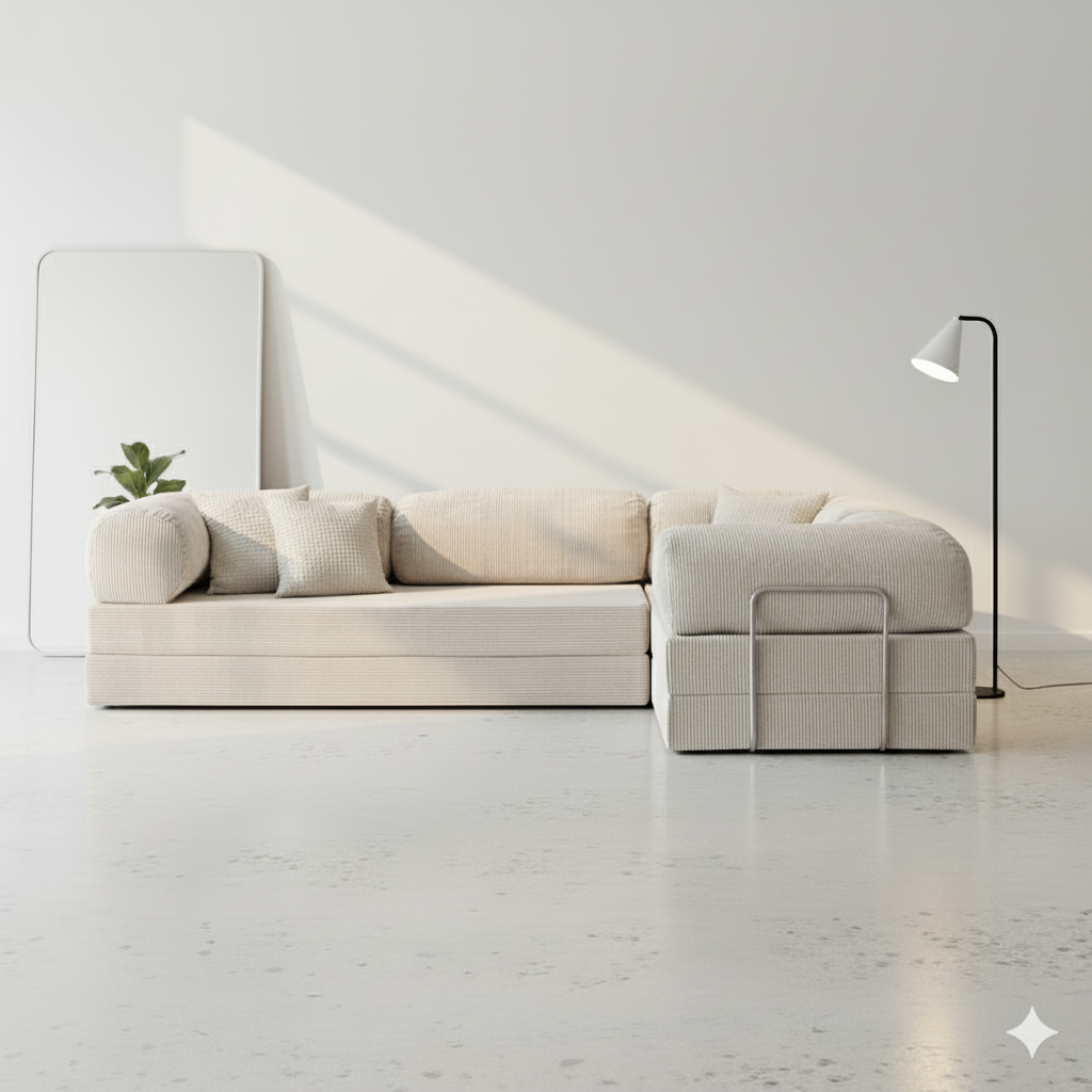 Canapé d’angle Lego - Blanc Cassé