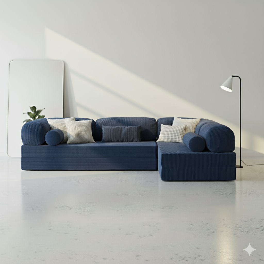 Canapé d’angle Ouvert - Bleu Marine