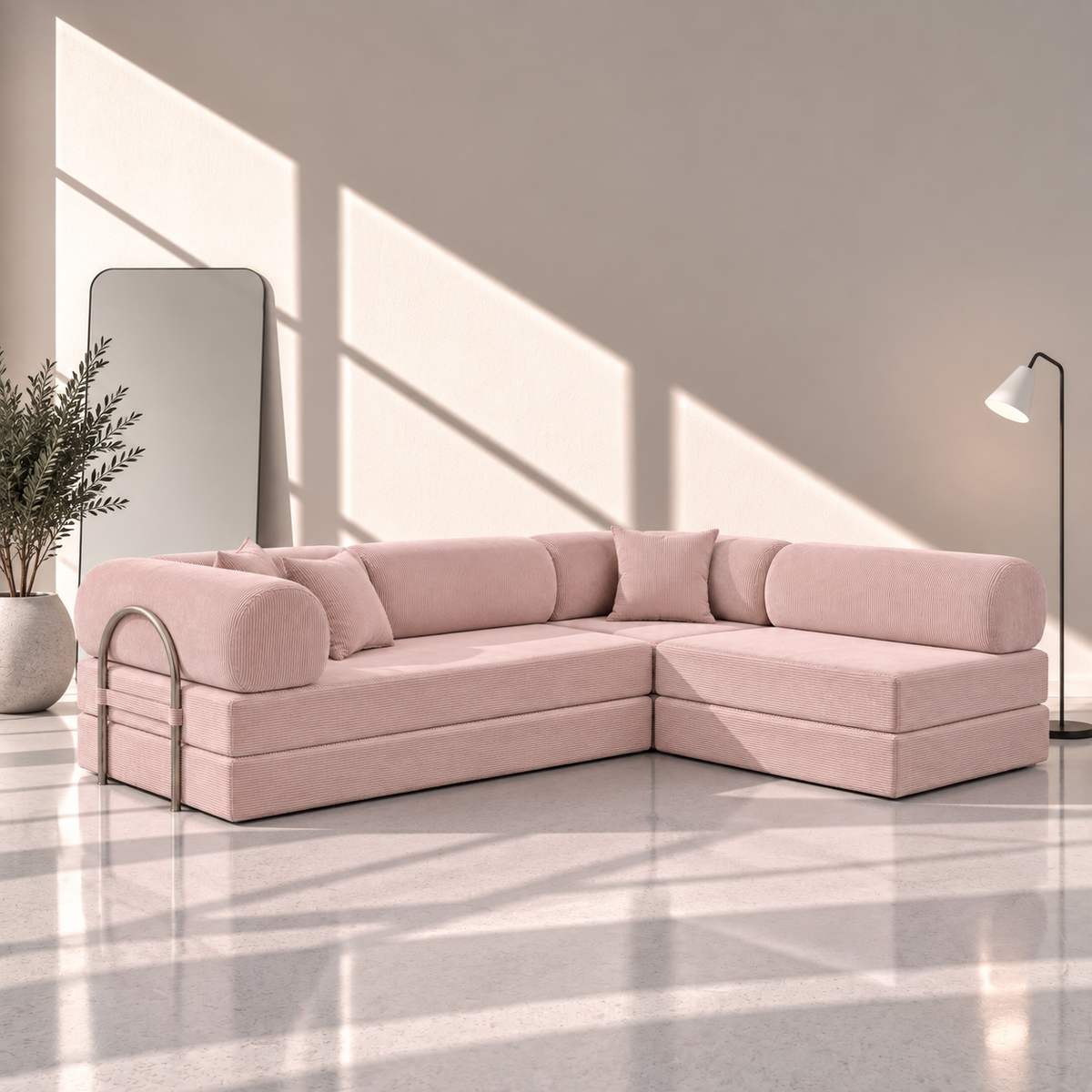 Canapé d’angle Ouvert - Blush Rose