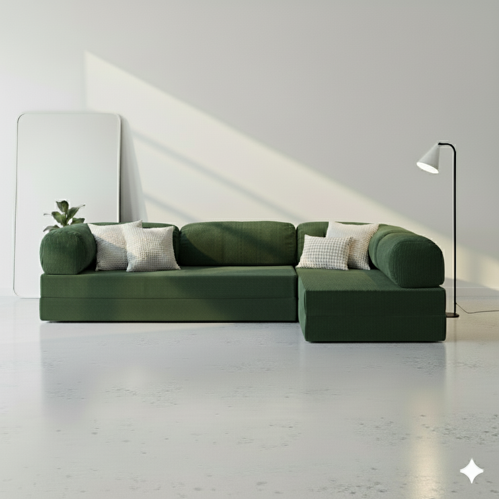 Canapé d’angle Ouvert - Émeraude